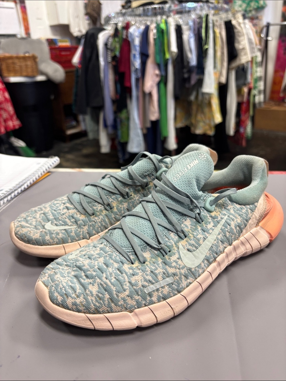 Nike Knit Running Sneakers - Seafoam Green & Blush Coral Accents